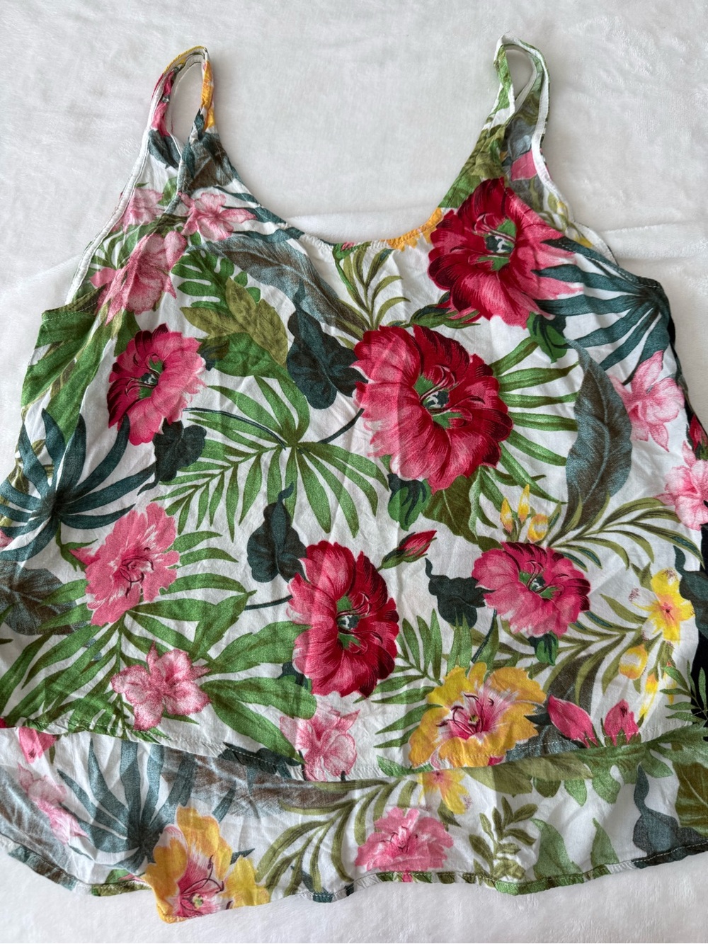 Farm Rio Tropical Floral Rank Top Blouse Sz Medium D88